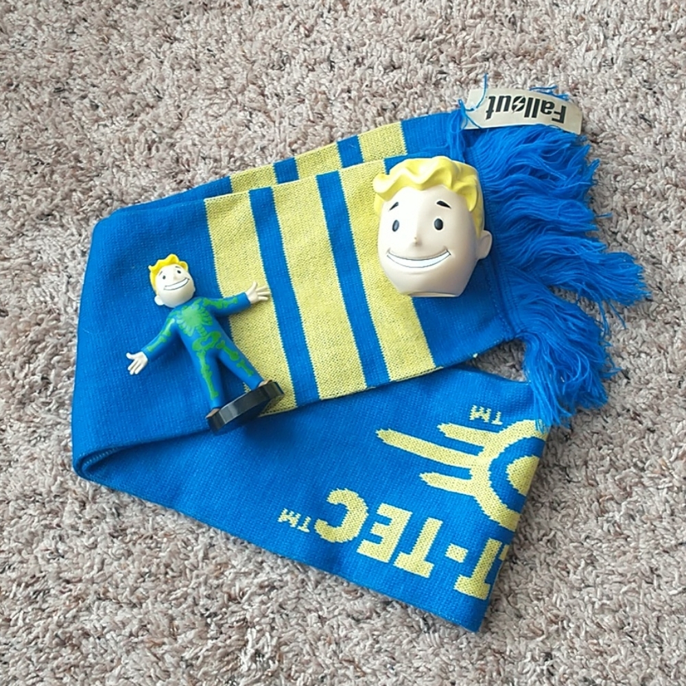 Fallout Scarf, Pencil Holder, and Statue